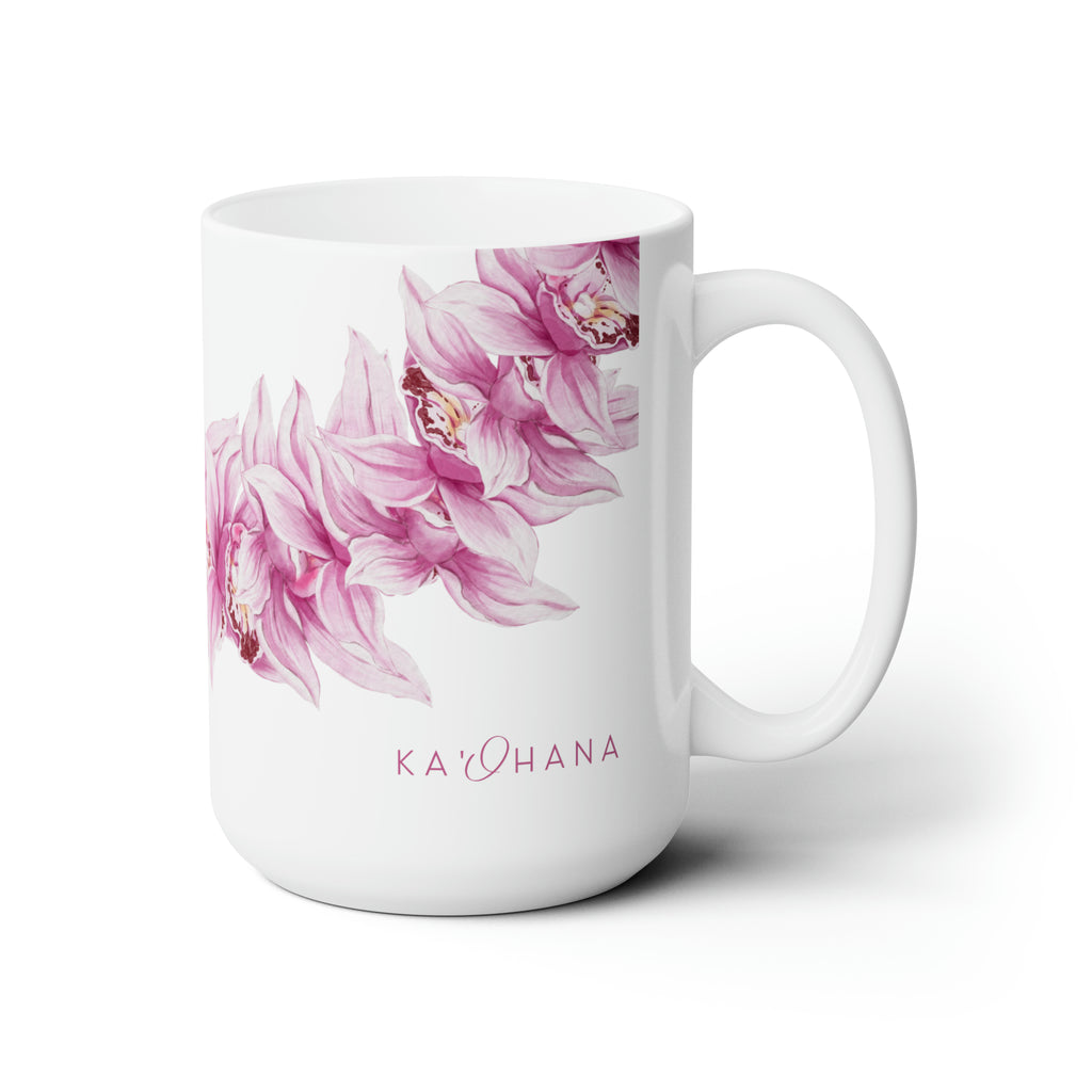 Pink Orchid Lei Ceramic Mug (15oz)