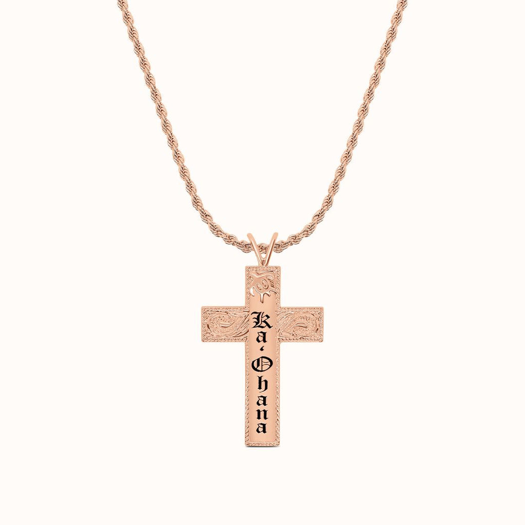 2" Honu Heirloom Cross Personalized Necklace