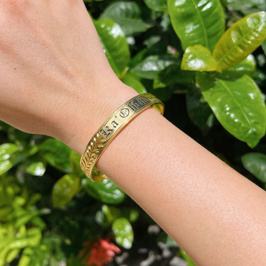 10mm Maile Heirloom CZ Half-Back Personalized Bangle