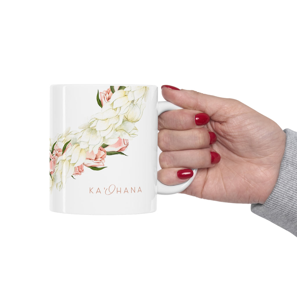 Rosebud + Pikake Twist Lei Ceramic Mug (11oz)