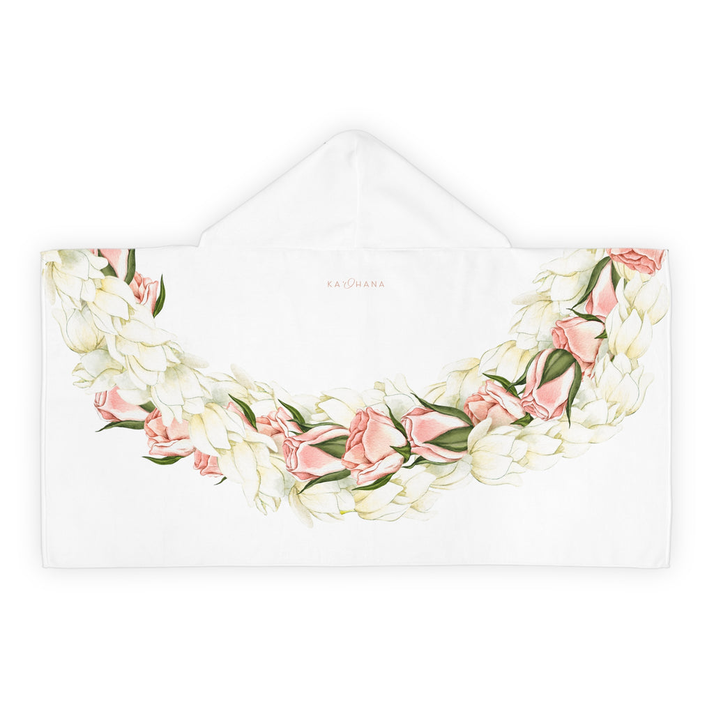 Rosebud + Pikake Twist Lei Keiki Hooded Towel