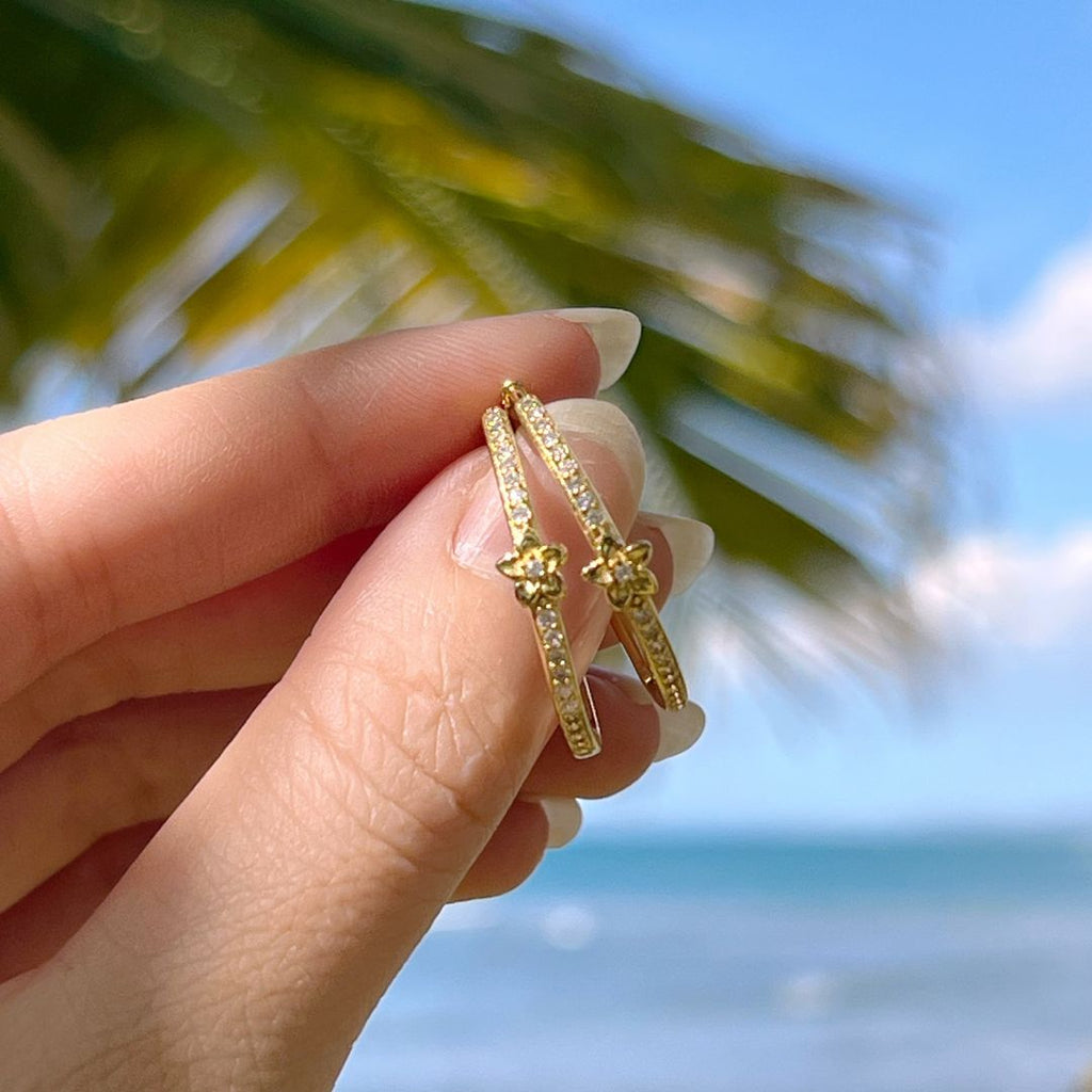 Mini Plumeria CZ Hoops