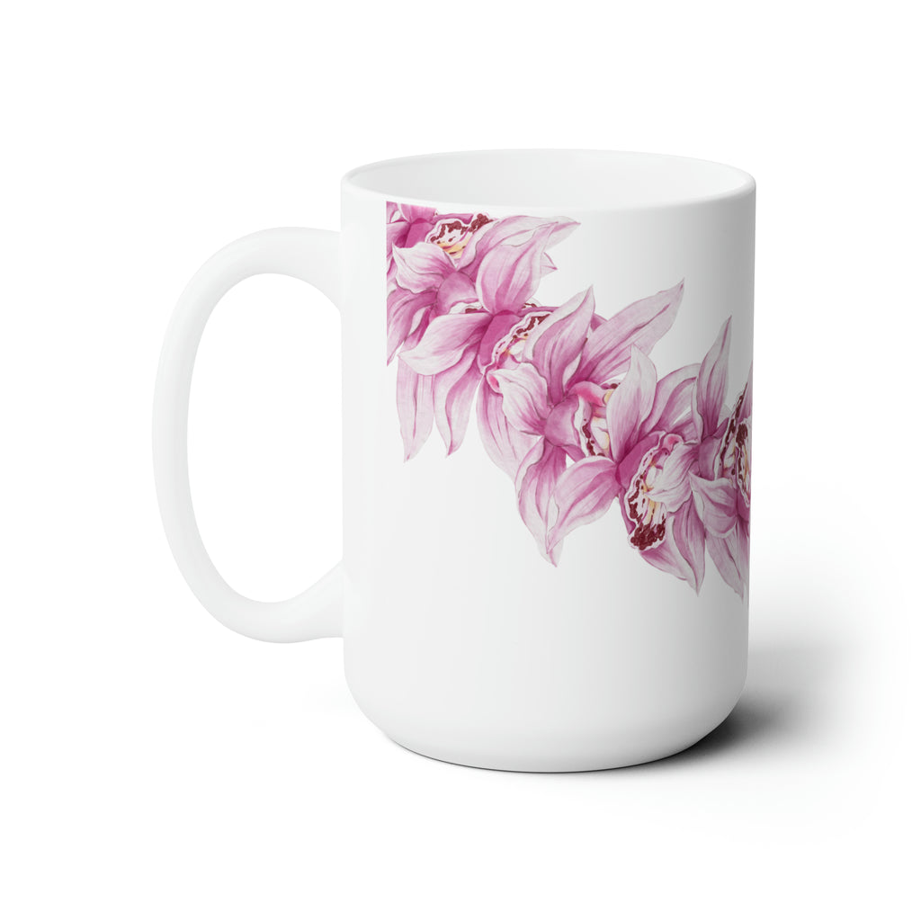 Pink Orchid Lei Ceramic Mug (15oz)