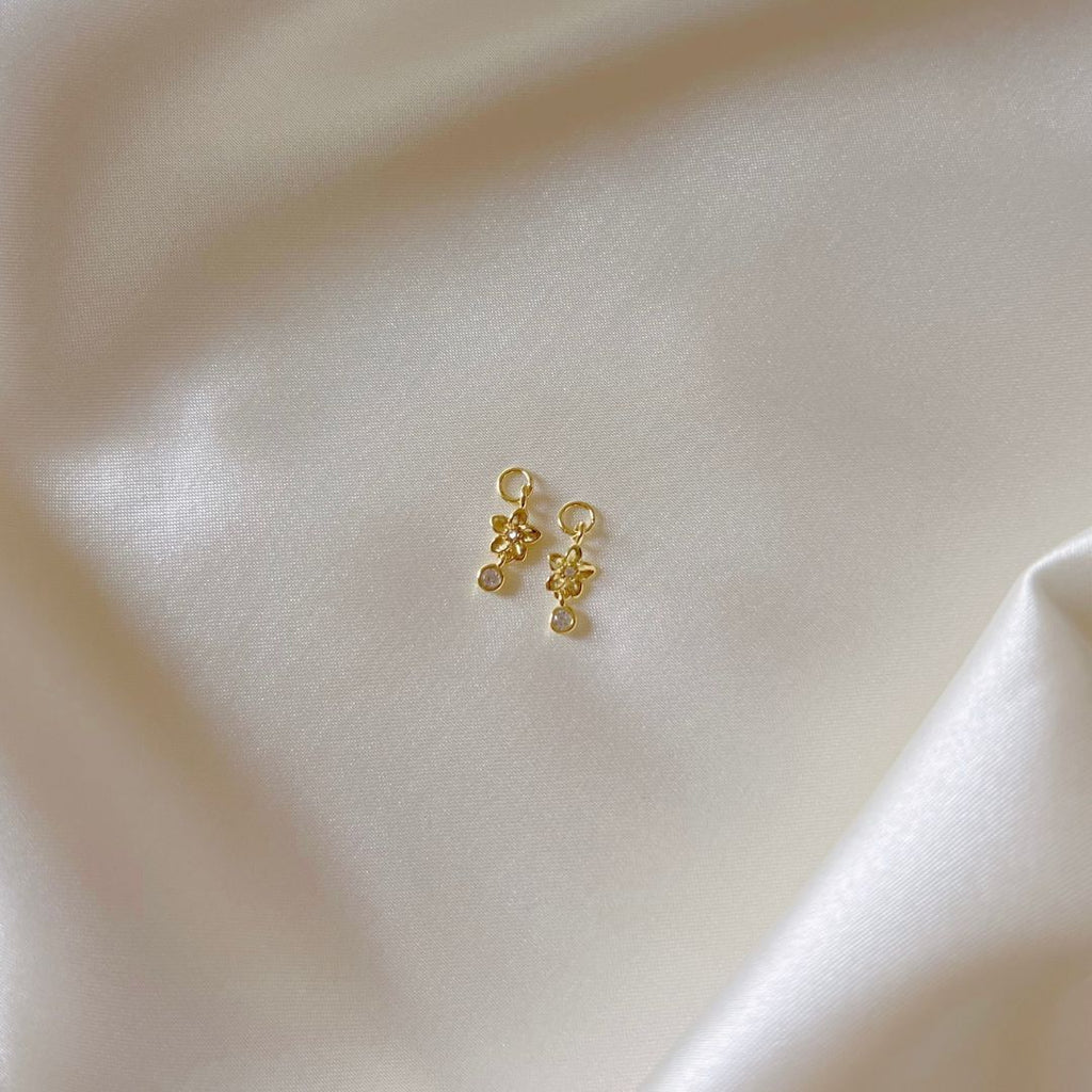 Mini Plumeria + CZ Hoop Charm