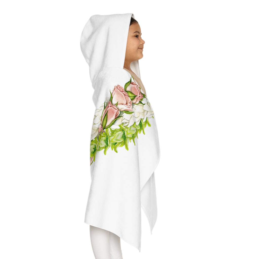 Pakalana, Rosebud, + Pikake Twist Lei Keiki Hooded Towel