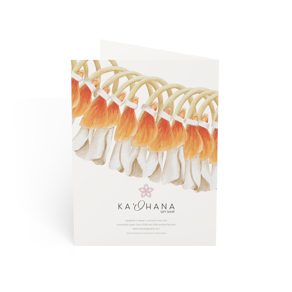 Blank Orange Ginger Lei Greeting Card