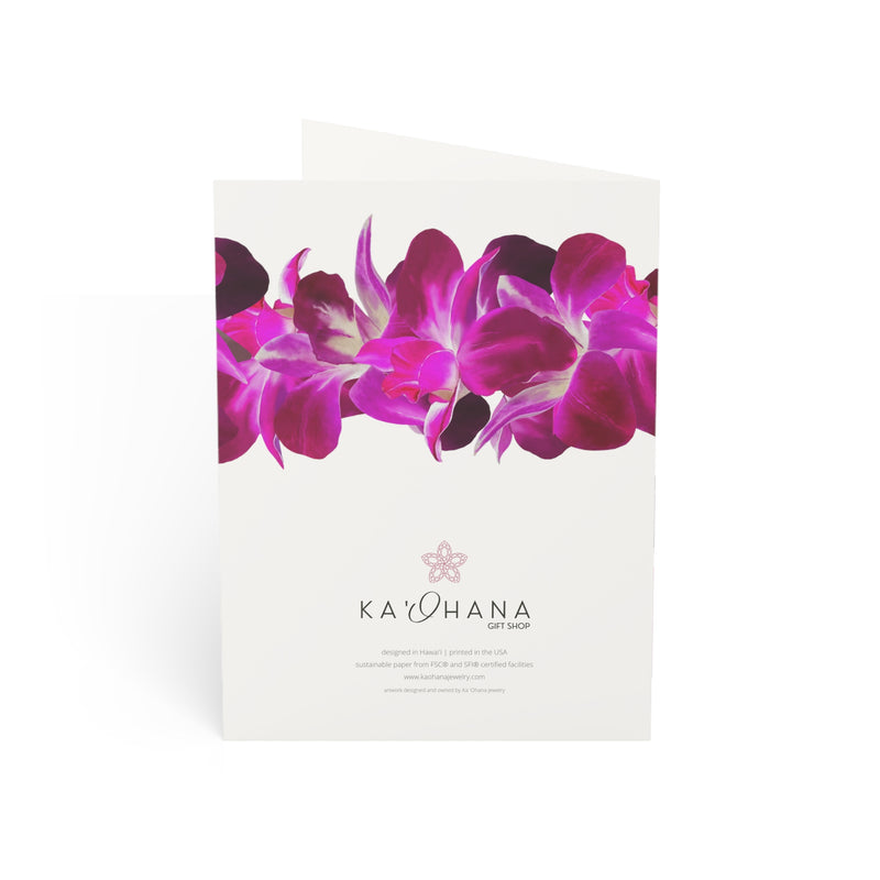 Blank Purple Orchid Lei Greeting Card