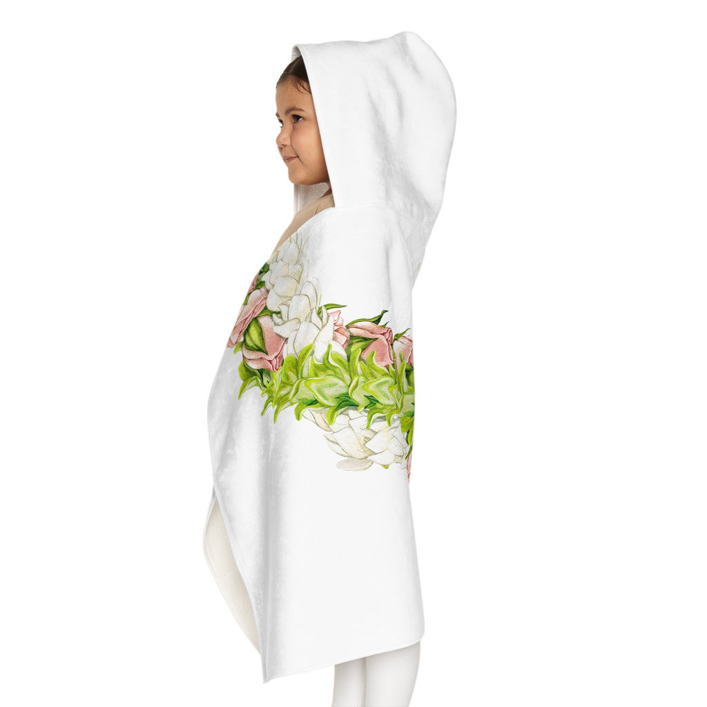 Pakalana, Rosebud, + Pikake Twist Lei Keiki Hooded Towel