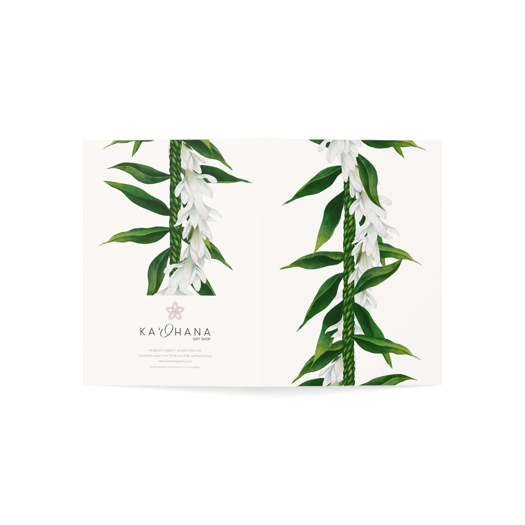 Blank Ti Leaf + Tuberose Lei Greeting Card
