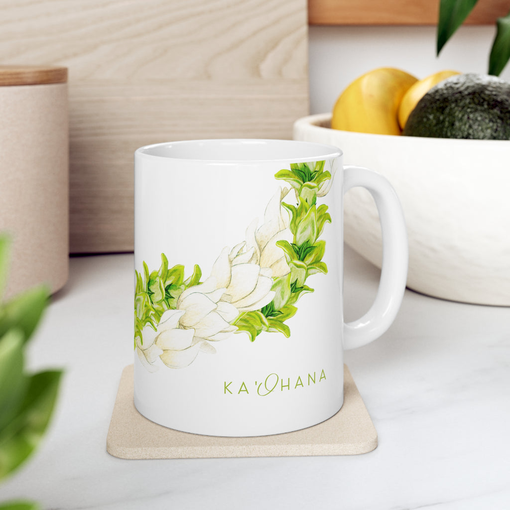Pakalana + Pikake Twist Lei Ceramic Mug (11oz)