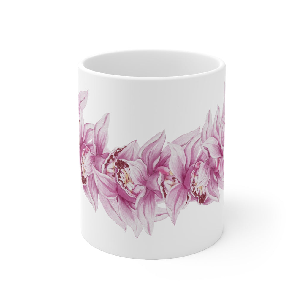 Pink Orchid Lei Ceramic Mug (11oz)