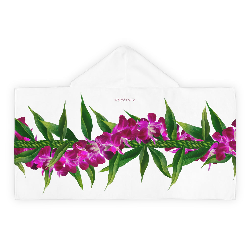 Ti-Leaf + Purple Orchid Strand Keiki Hooded Towel