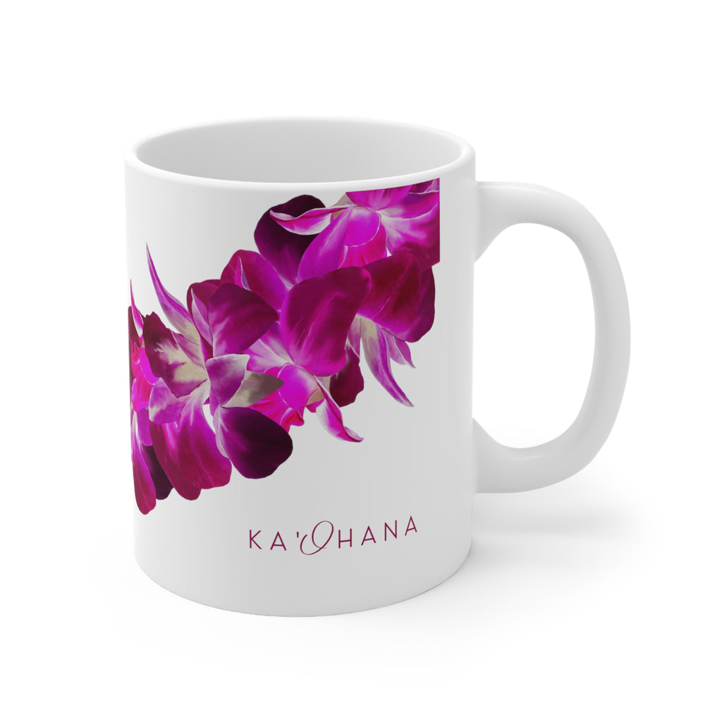 Purple Orchid Lei Ceramic Mug (11oz)