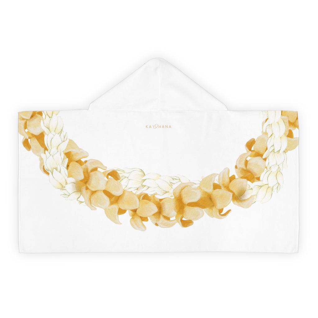 Puakenikeni + Pikake Twist Lei Keiki Hooded Towel