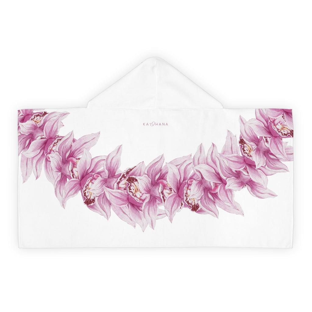 Pink Orchid Lei Keiki Hooded Towel