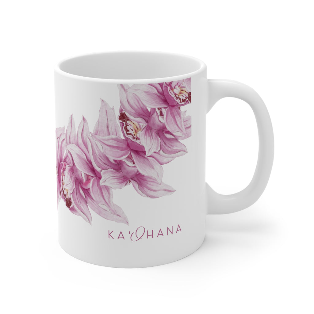 Pink Orchid Lei Ceramic Mug (11oz)