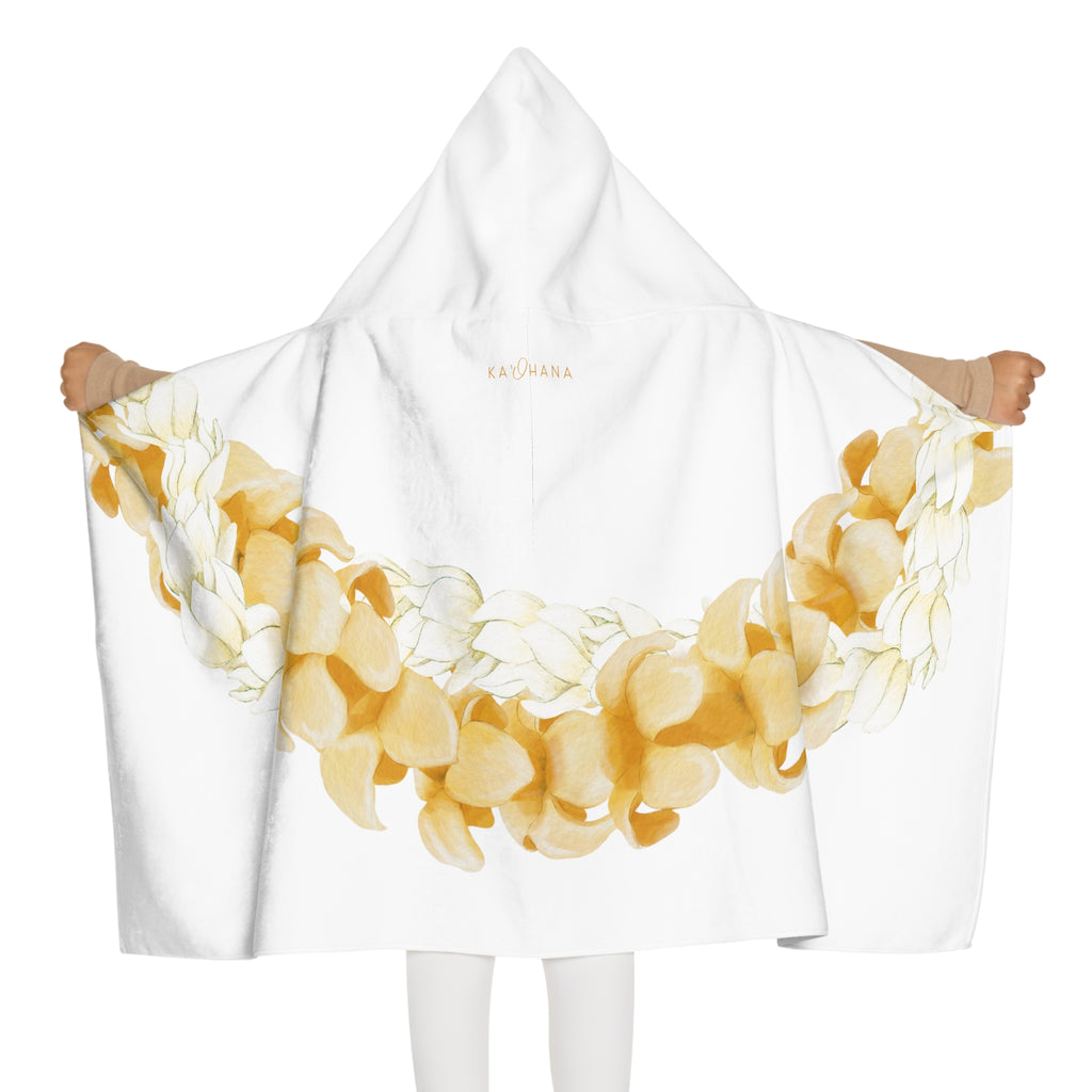 Puakenikeni + Pikake Twist Lei Keiki Hooded Towel