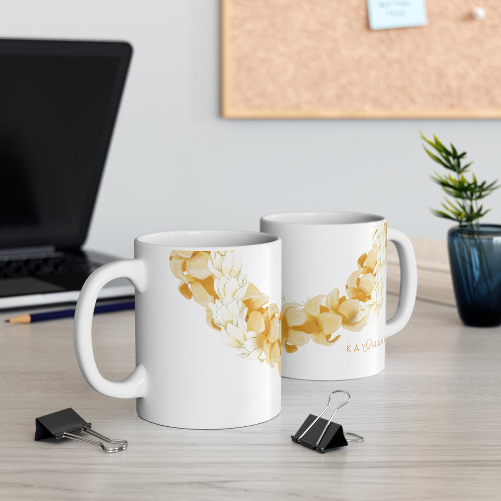 Puakenikeni + Pikake Twist Lei Ceramic Mug (11oz)