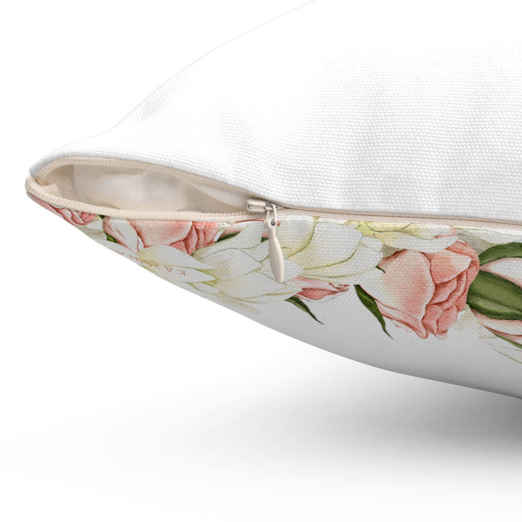 Double-Sided Rosebud + Pikake Twist Lei Square Pillow