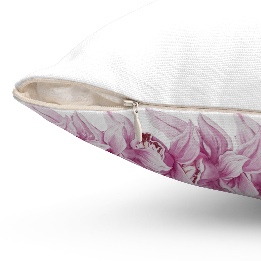 Double-Sided Pink Orchid Lei Square Pillow