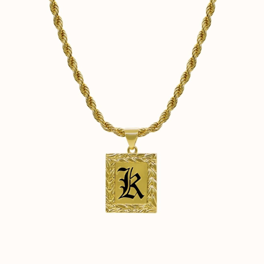 20mm Maile Heirloom Initial Plate Necklace
