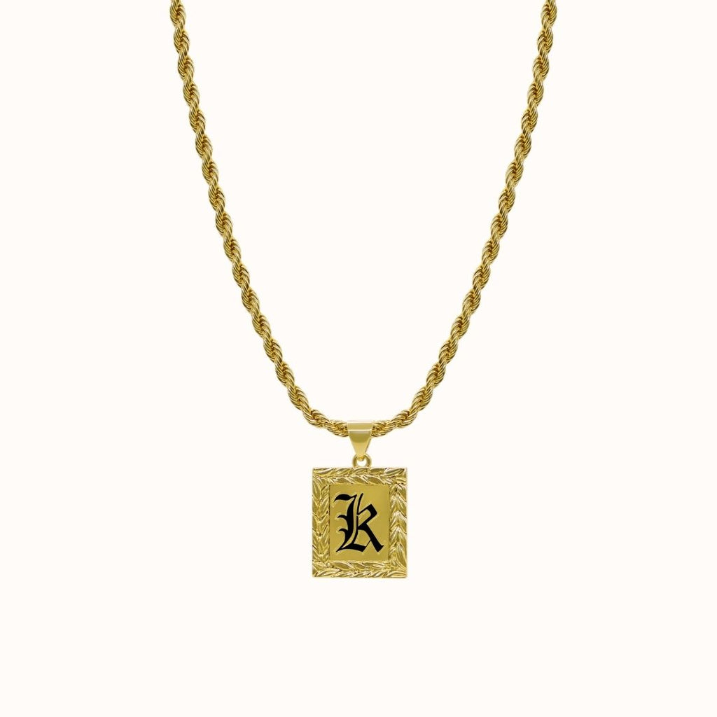 20mm Maile Heirloom Initial Plate Necklace