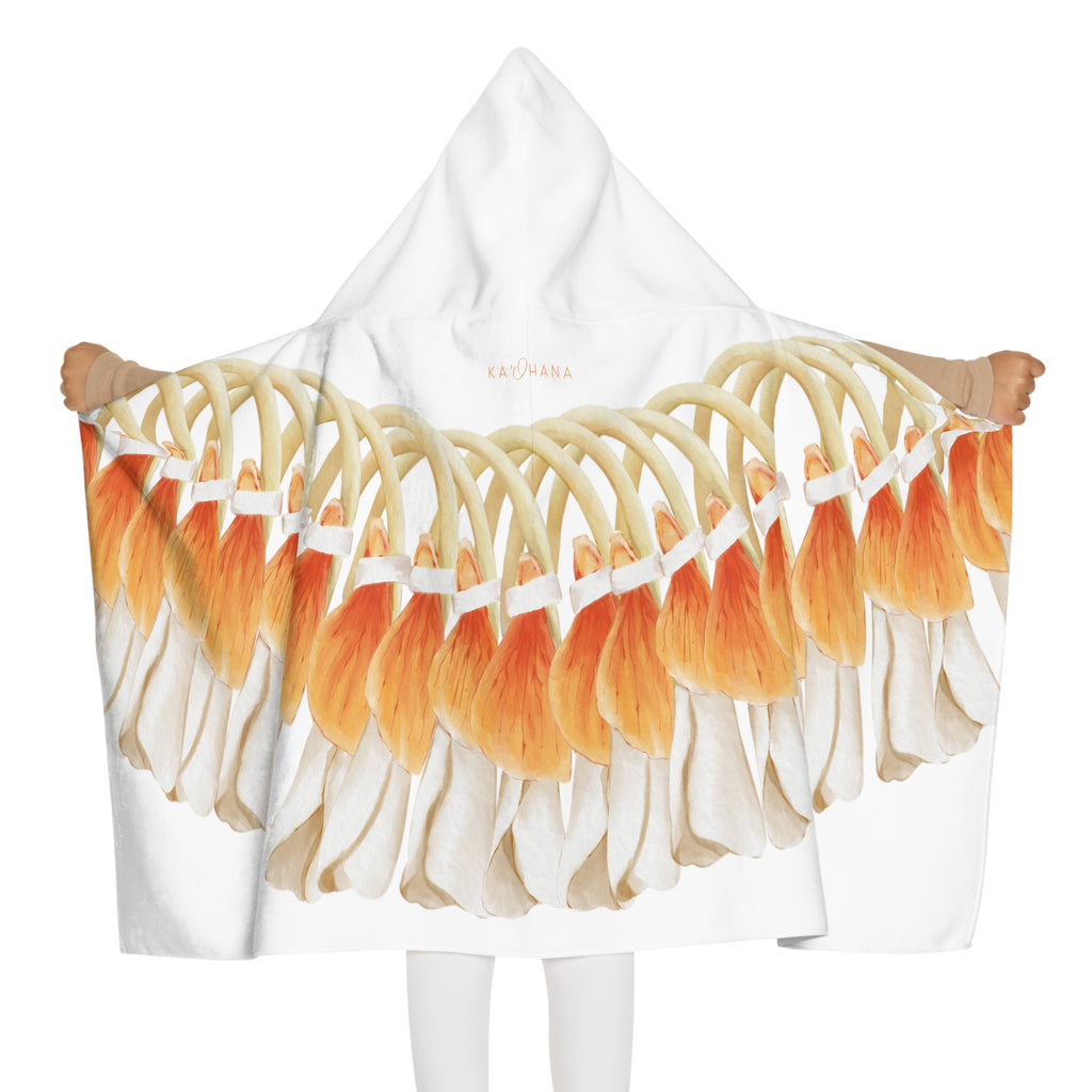 Orange Ginger Lei Youth Hooded Towel