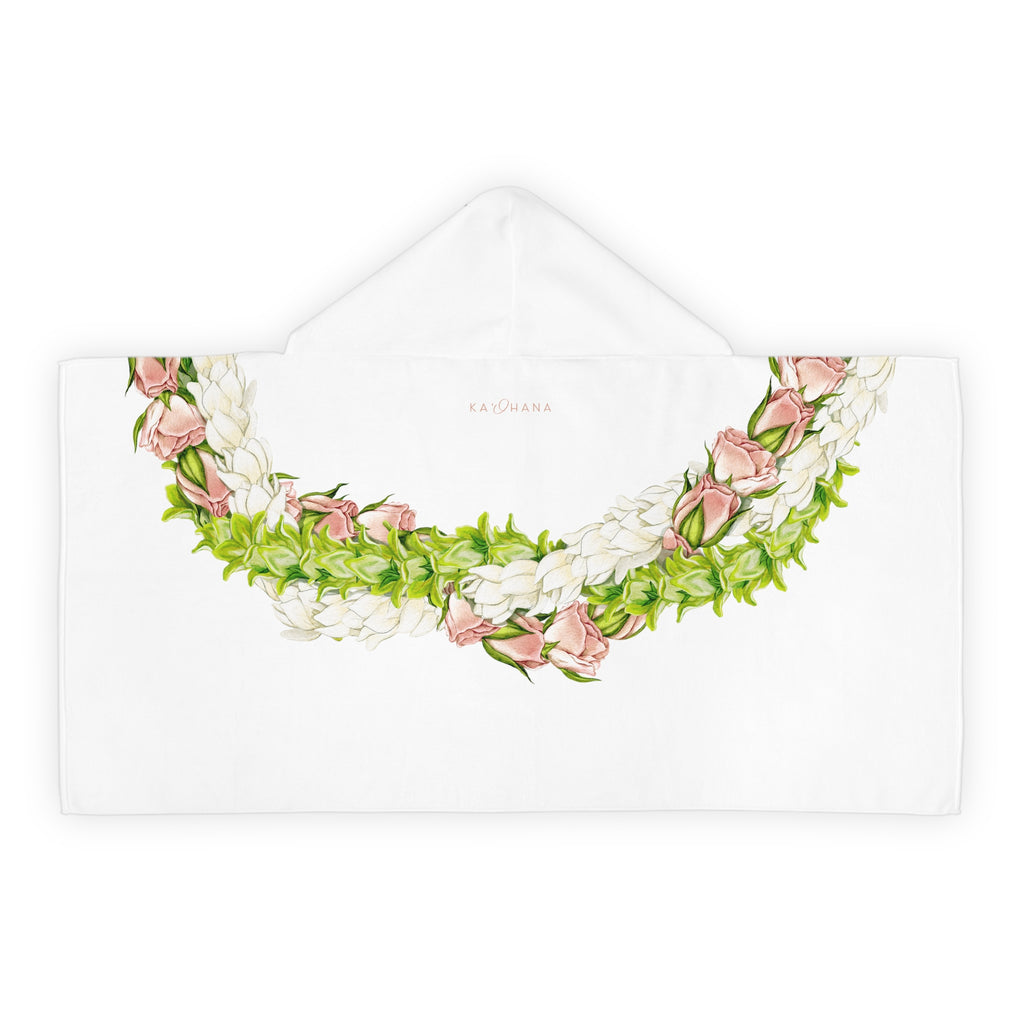 Pakalana, Rosebud, + Pikake Twist Lei Keiki Hooded Towel