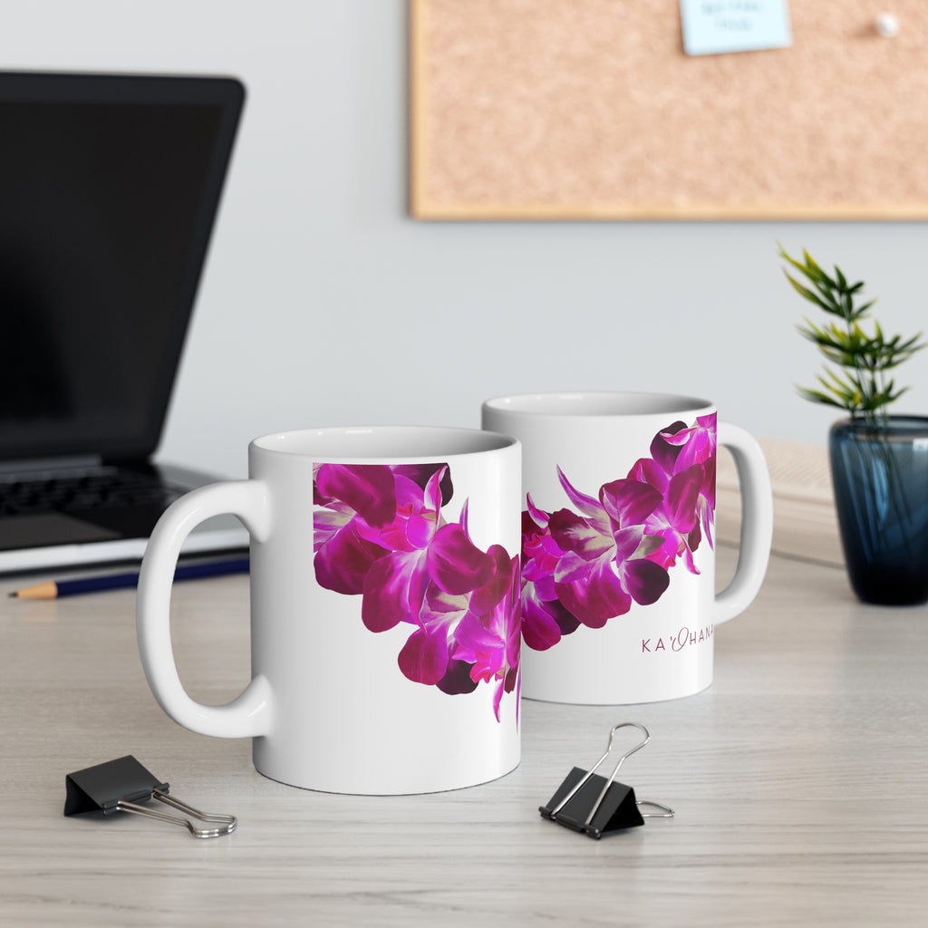 Purple Orchid Lei Ceramic Mug (11oz)