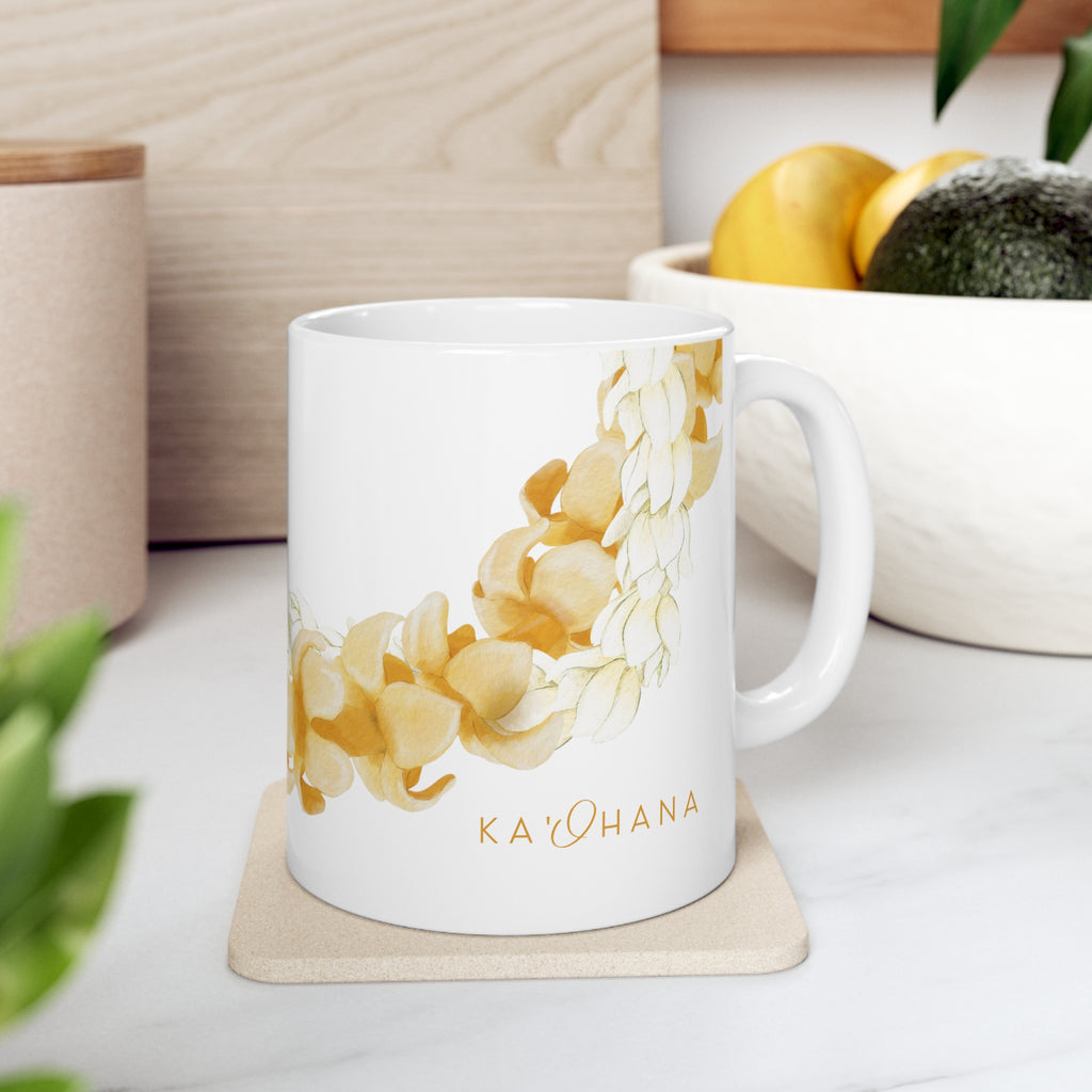 Puakenikeni + Pikake Twist Lei Ceramic Mug (11oz)