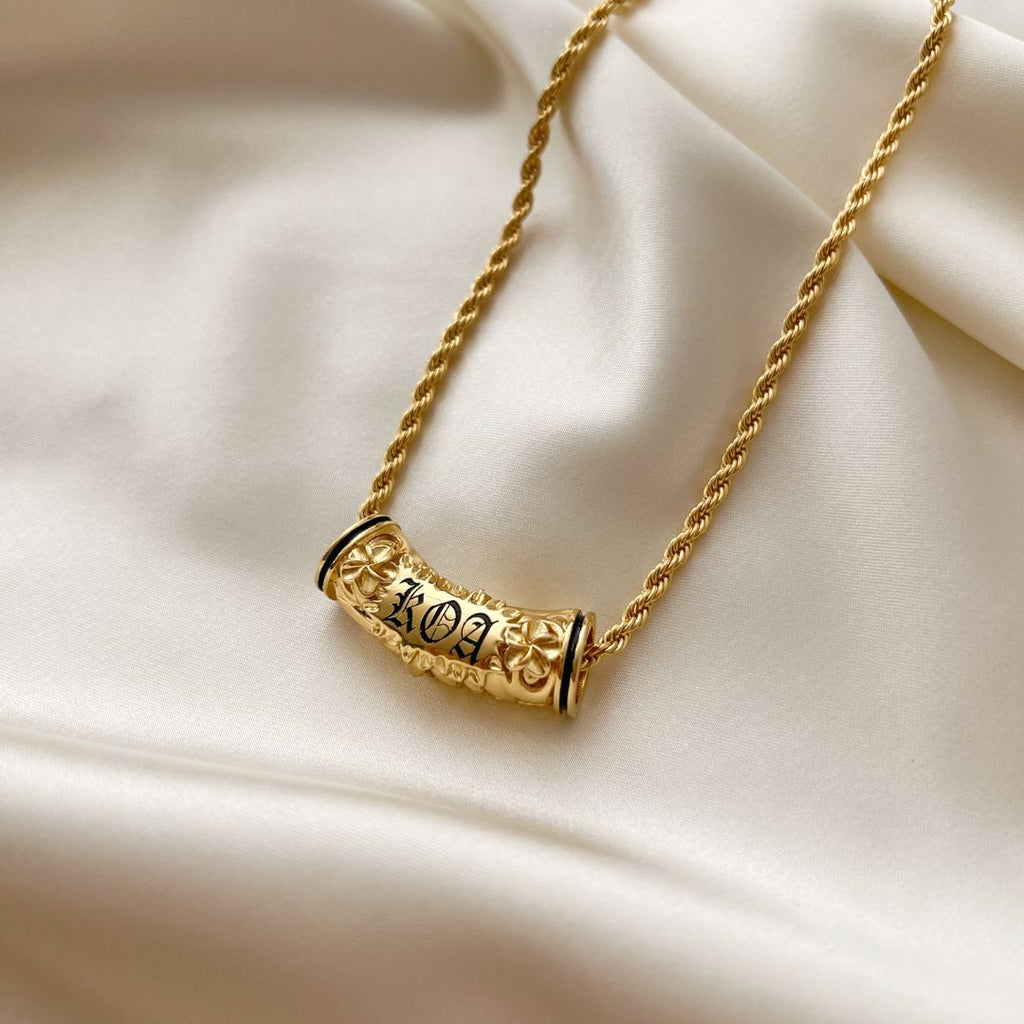 Mini U'ilani Heirloom Barrel Initial Necklace