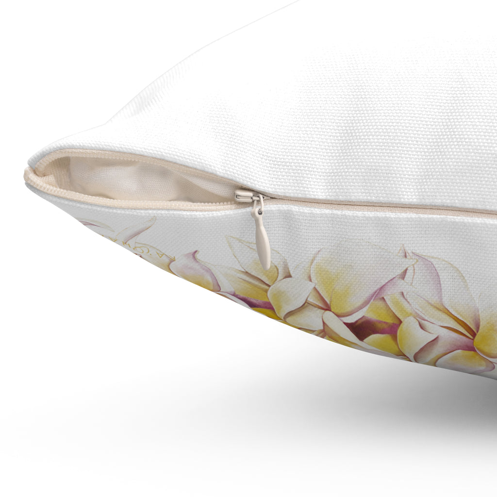 Double-Sided Plumeria Lei Square Pillow