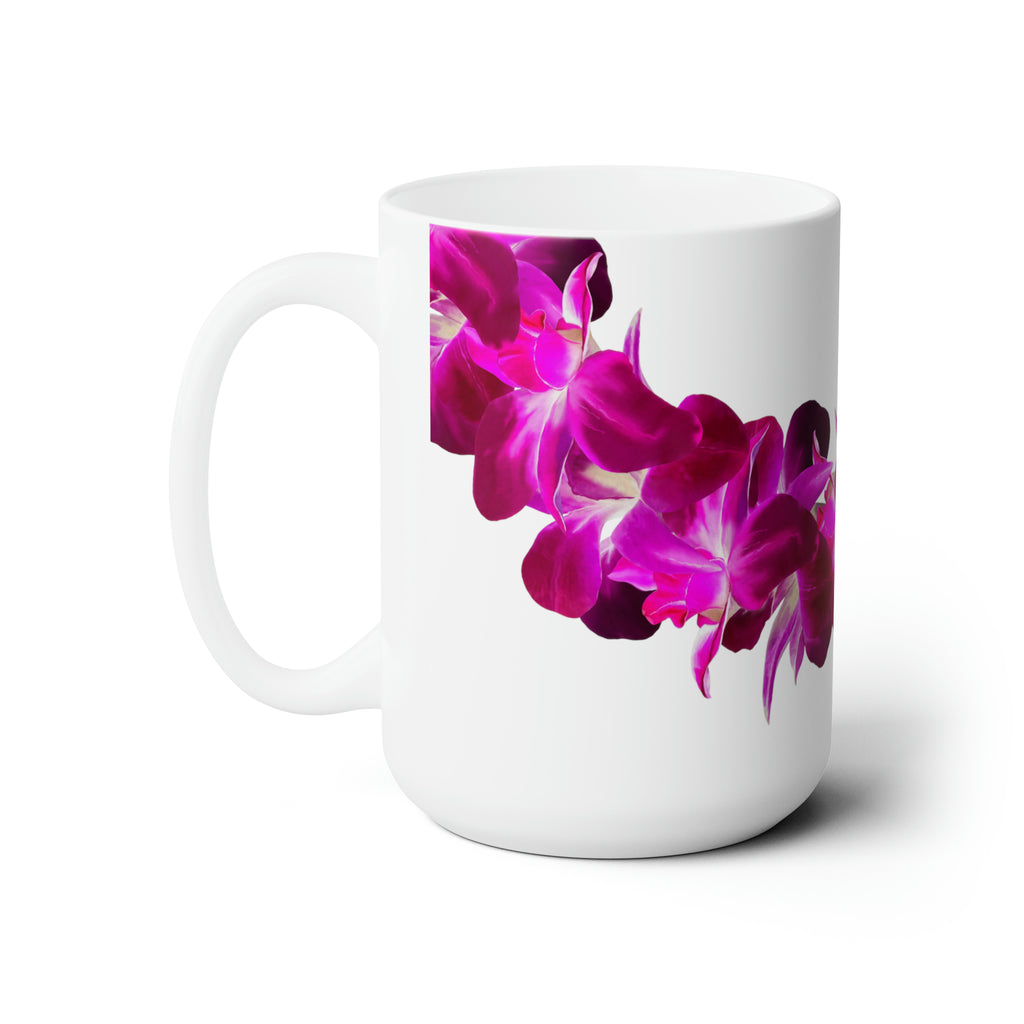 Purple Orchid Lei Ceramic Mug (15oz)