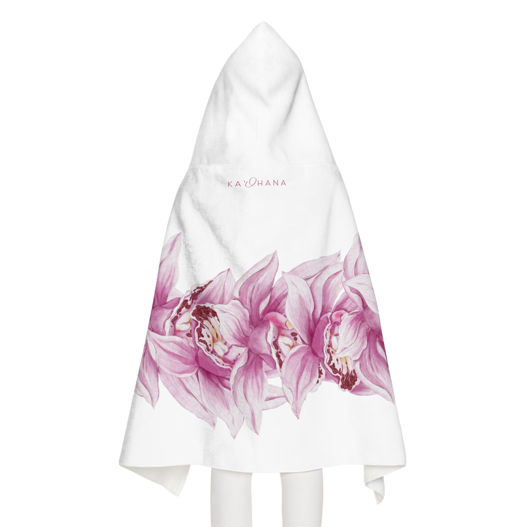 Pink Orchid Lei Keiki Hooded Towel