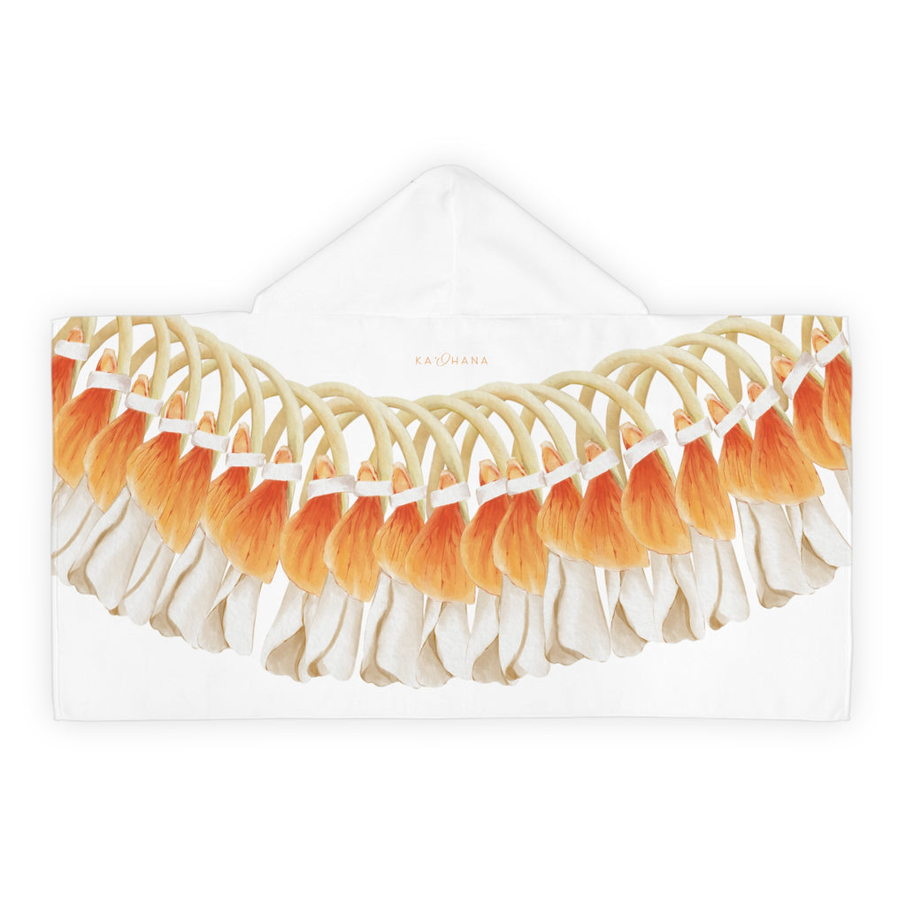 Orange Ginger Lei Youth Hooded Towel