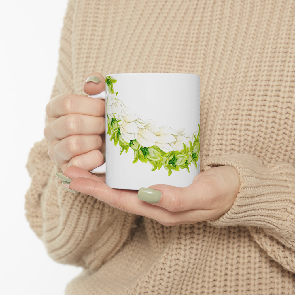 Pakalana + Pikake Twist Lei Ceramic Mug (11oz)