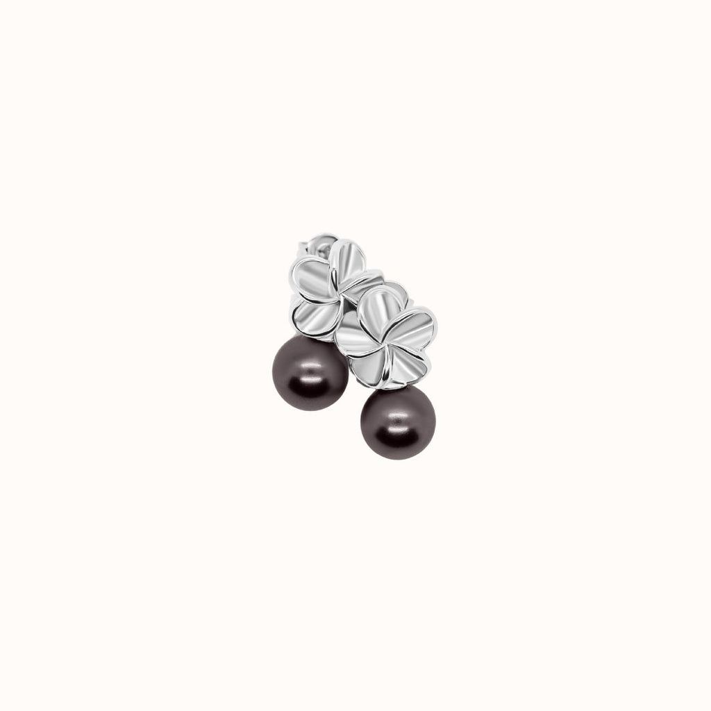 Momi Freshwater Pearl + Plumeria Studs