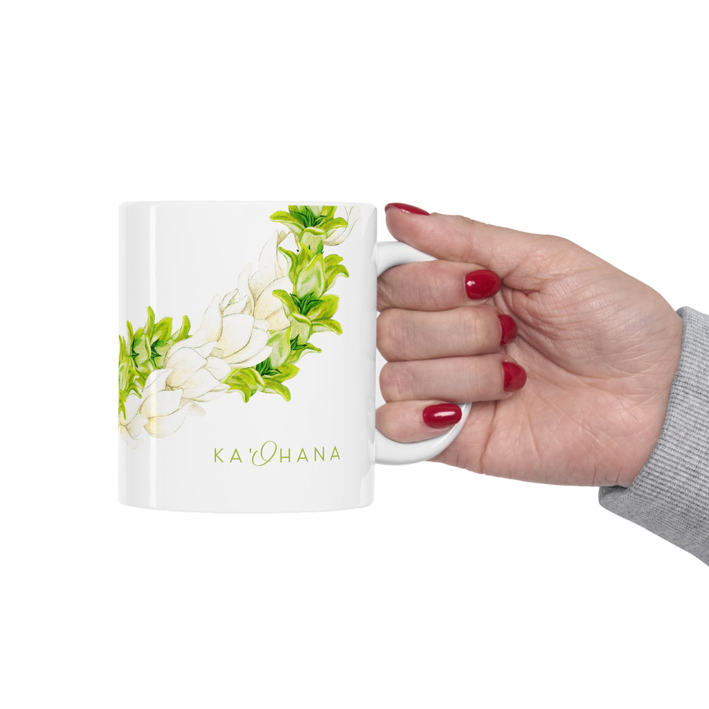 Pakalana + Pikake Twist Lei Ceramic Mug (11oz)