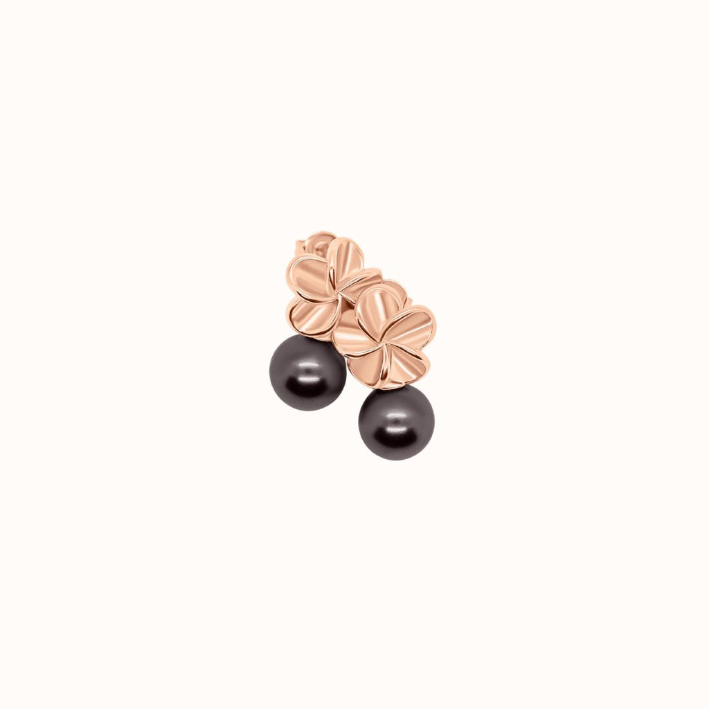 Momi Freshwater Pearl + Plumeria Studs