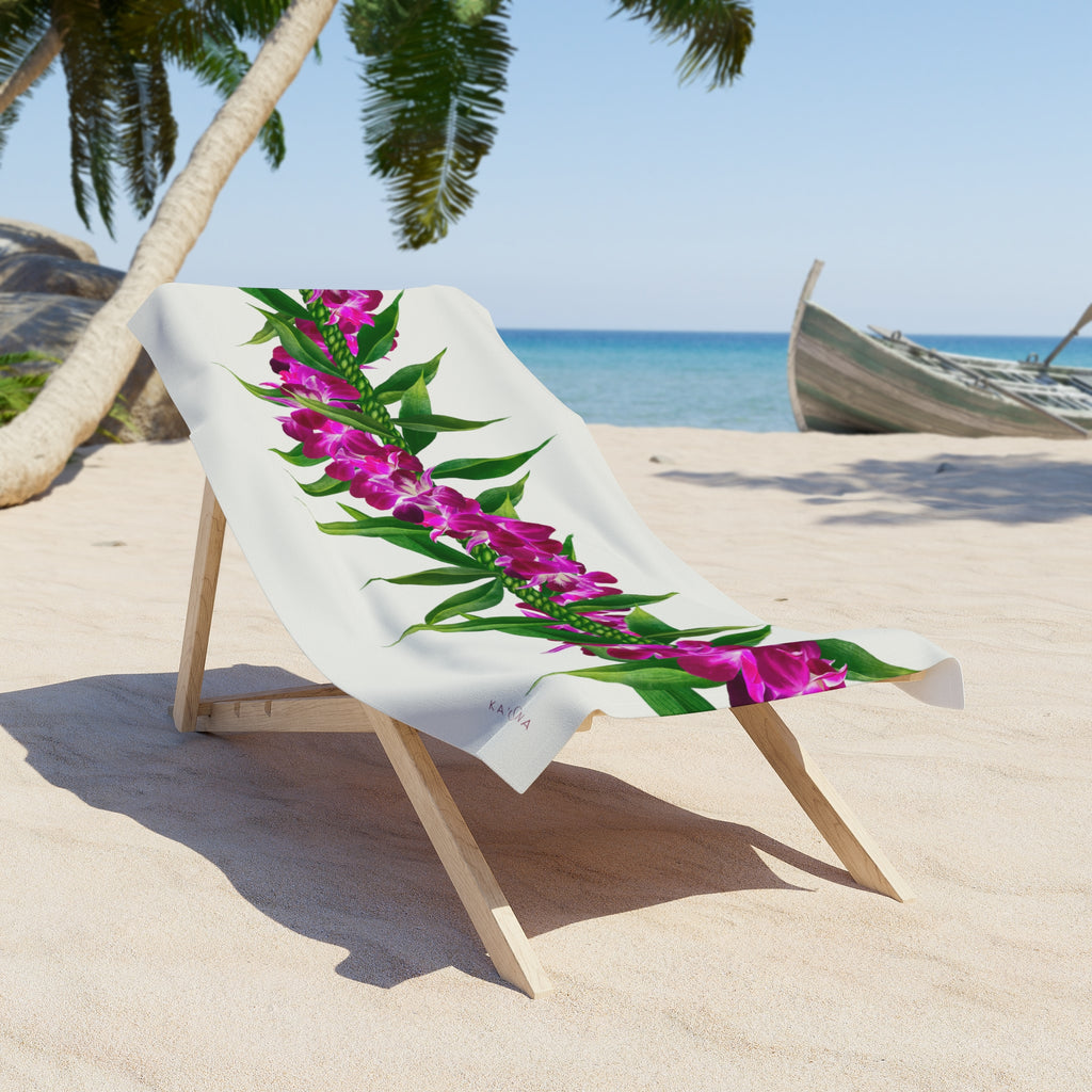 Ti-Leaf + Purple Orchid Twist Lei Beach Towel