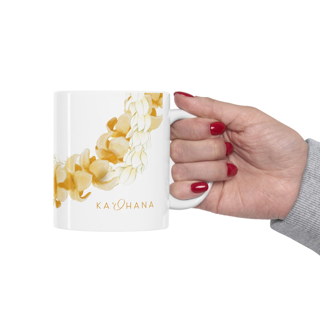 Puakenikeni + Pikake Twist Lei Ceramic Mug (11oz)