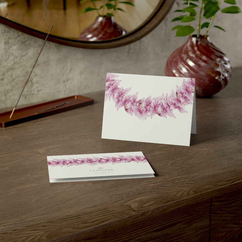 Pink Orchid Lei Greeting Card