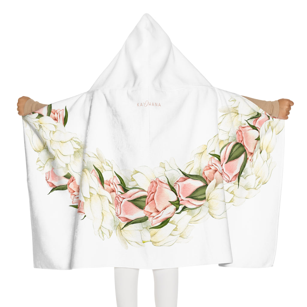 Rosebud + Pikake Twist Lei Keiki Hooded Towel
