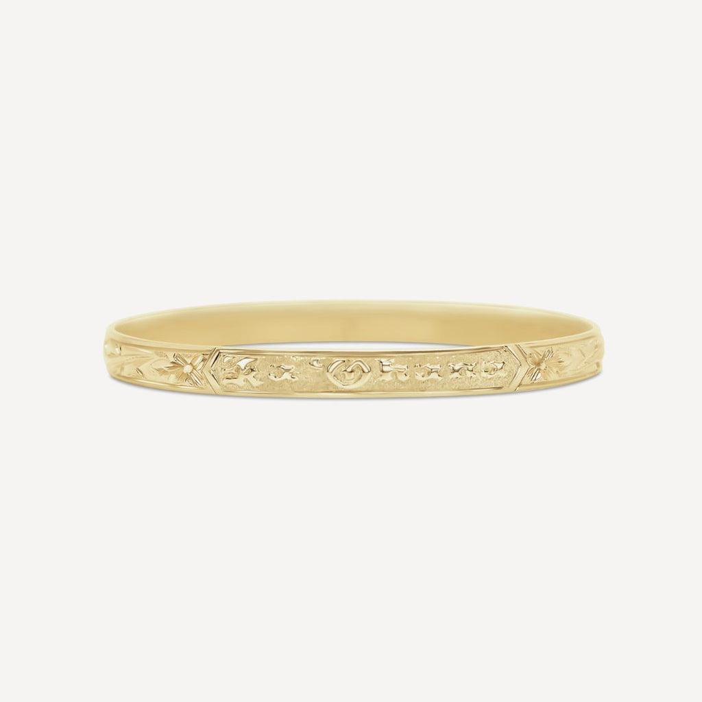 6mm Personalized Heirloom Bangle (10k Solid Gold)