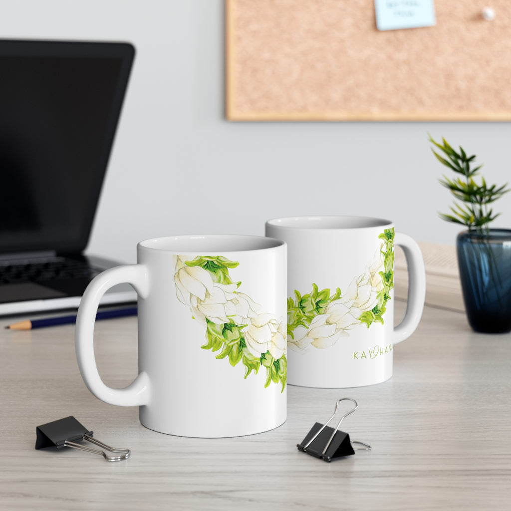 Pakalana + Pikake Twist Lei Ceramic Mug (11oz)