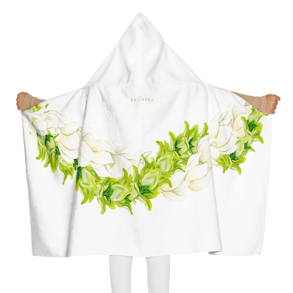 Pakalana + Pikake Twist Lei Keiki Hooded Towel
