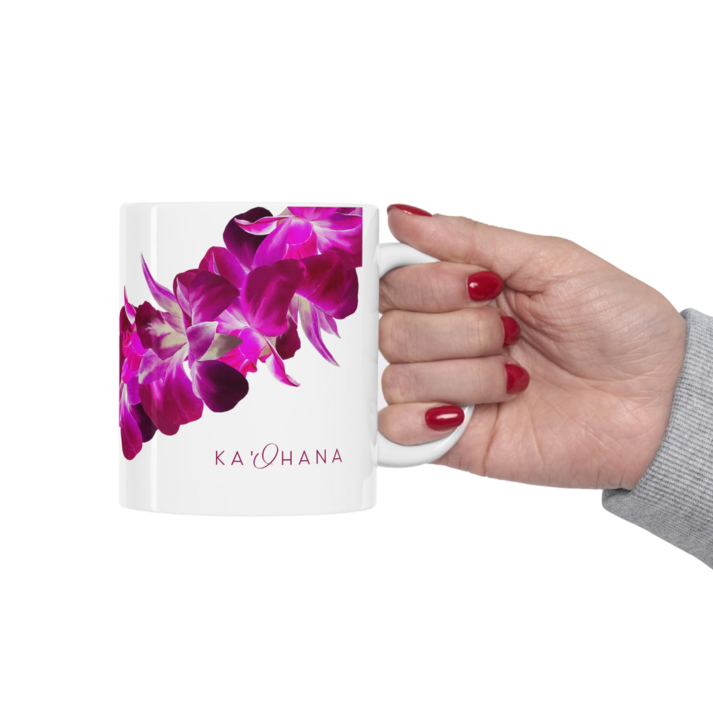 Purple Orchid Lei Ceramic Mug (11oz)