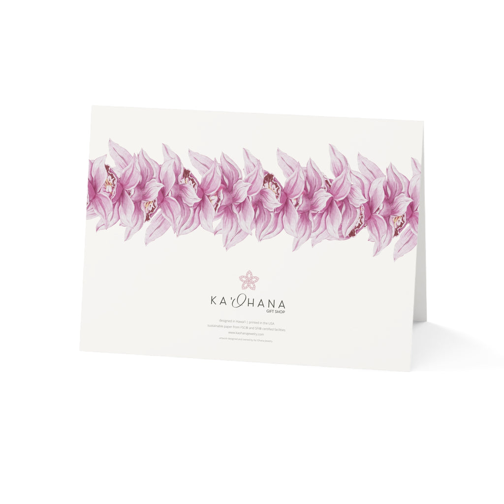 Pink Orchid Lei Greeting Card