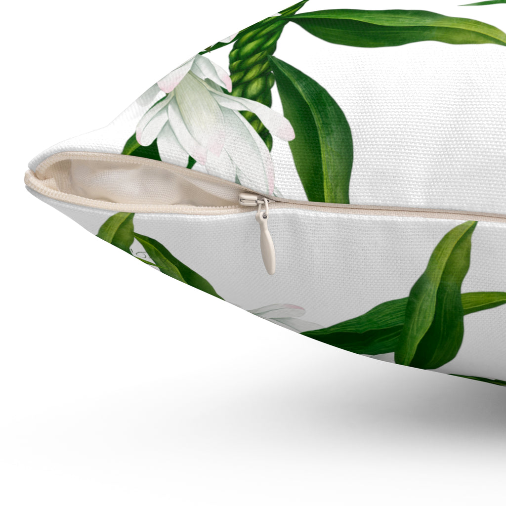 Double-Sided Tuberose + Ti-Leaf Lei Square Pillow