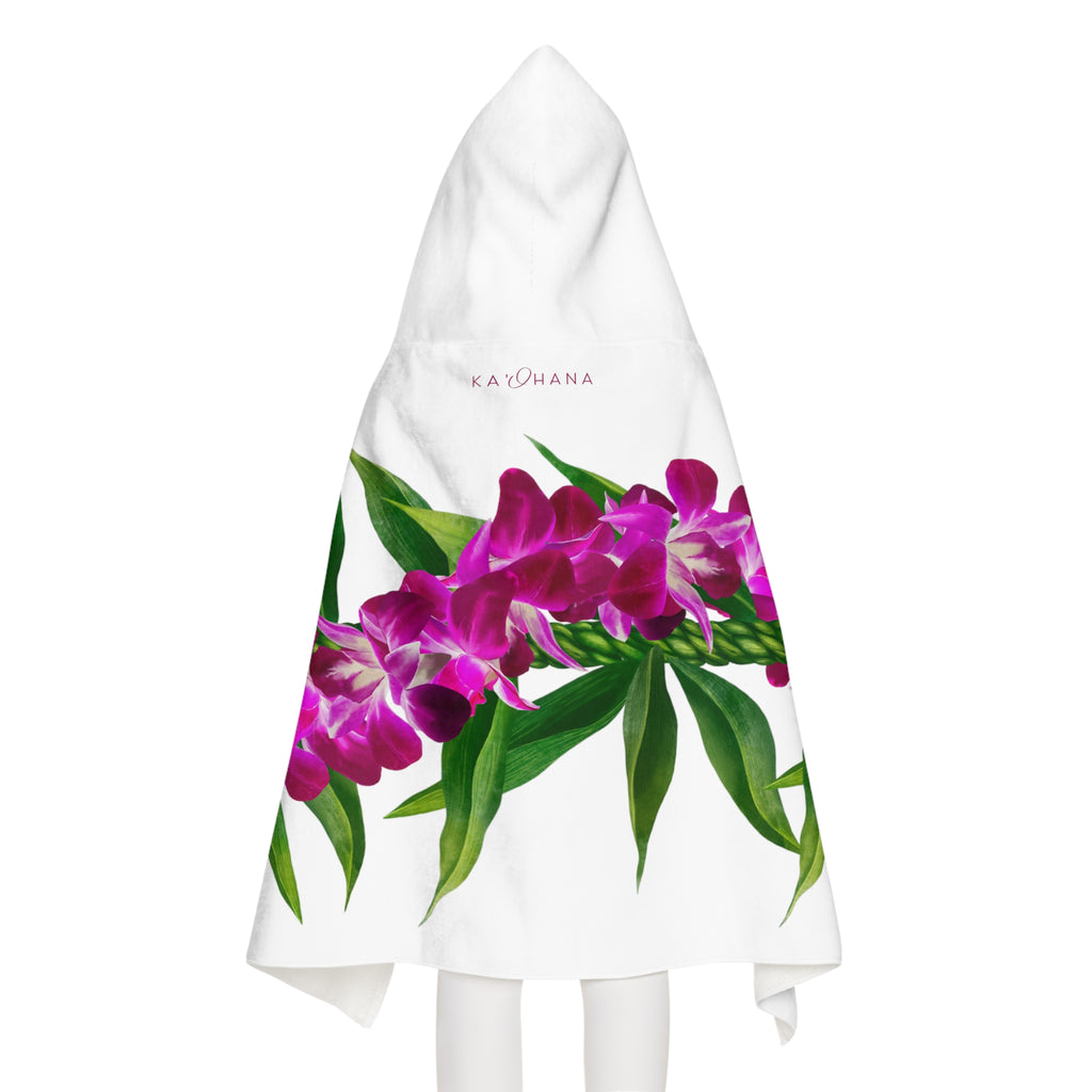 Ti-Leaf + Purple Orchid Strand Keiki Hooded Towel